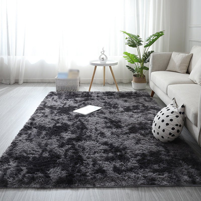 Minimalist Carpet Tie Dye Print Modern Polyester Carpet Non-Slip Backing Shag Rug for Living Room