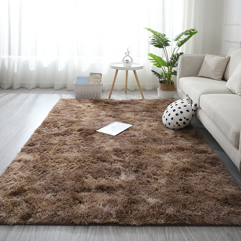 Minimalist Carpet Tie Dye Print Modern Polyester Carpet Non-Slip Backing Shag Rug for Living Room