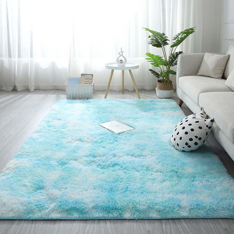 Minimalist Carpet Tie Dye Print Modern Polyester Carpet Non-Slip Backing Shag Rug for Living Room