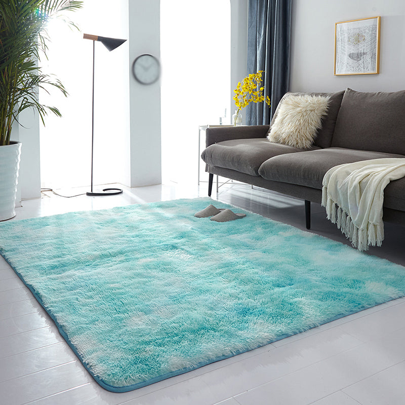 Contemporary Living Room Rug Plain Shag Area Carpet Polyester Stain Resistant Indoor Rug