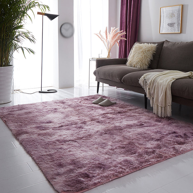 Contemporary Living Room Rug Plain Shag Area Carpet Polyester Stain Resistant Indoor Rug