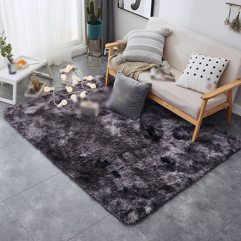 Contemporary Living Room Rug Plain Shag Area Carpet Polyester Stain Resistant Indoor Rug