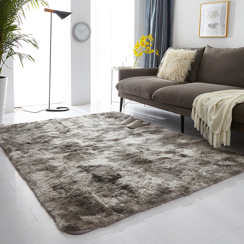 Contemporary Living Room Rug Plain Shag Area Carpet Polyester Stain Resistant Indoor Rug