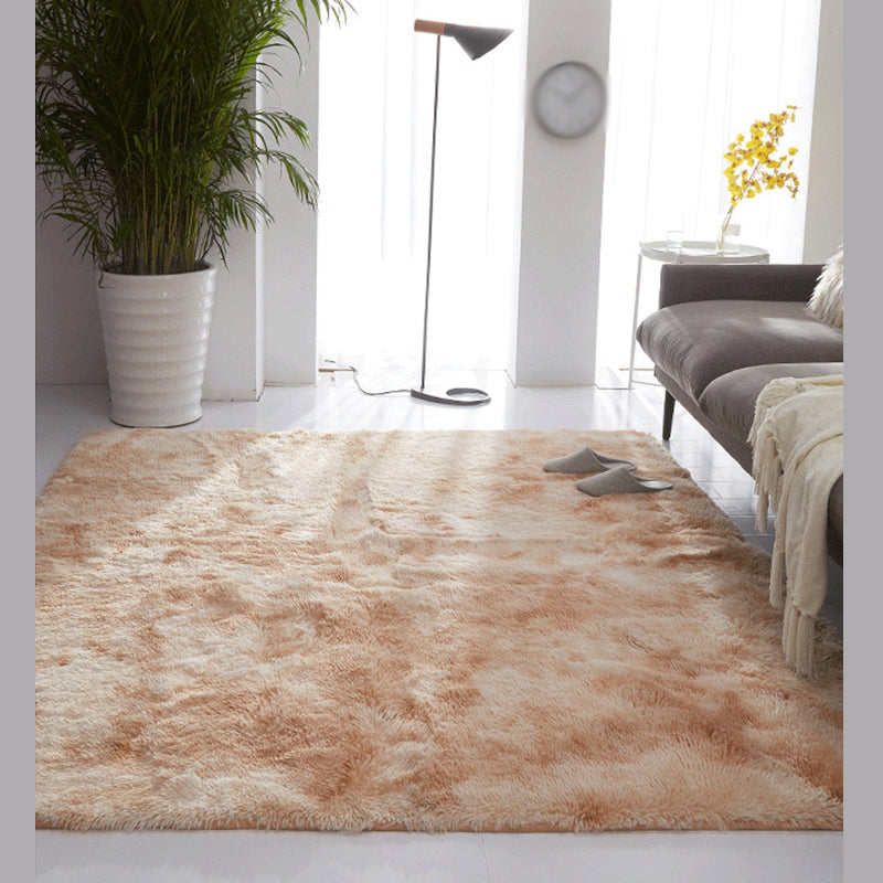 Contemporary Living Room Rug Plain Shag Area Carpet Polyester Stain Resistant Indoor Rug