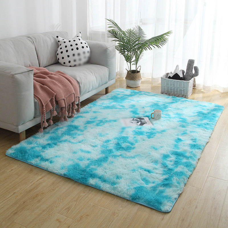 Creative Tie Dye Printed Rug Trendy Area Rug Polyester Non-Slip Backing Shag Carpet for Home Decor