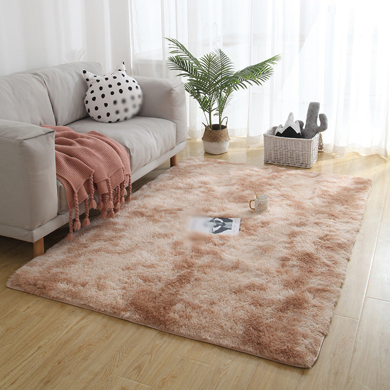 Creative Tie Dye Printed Rug Trendy Area Rug Polyester Non-Slip Backing Shag Carpet for Home Decor