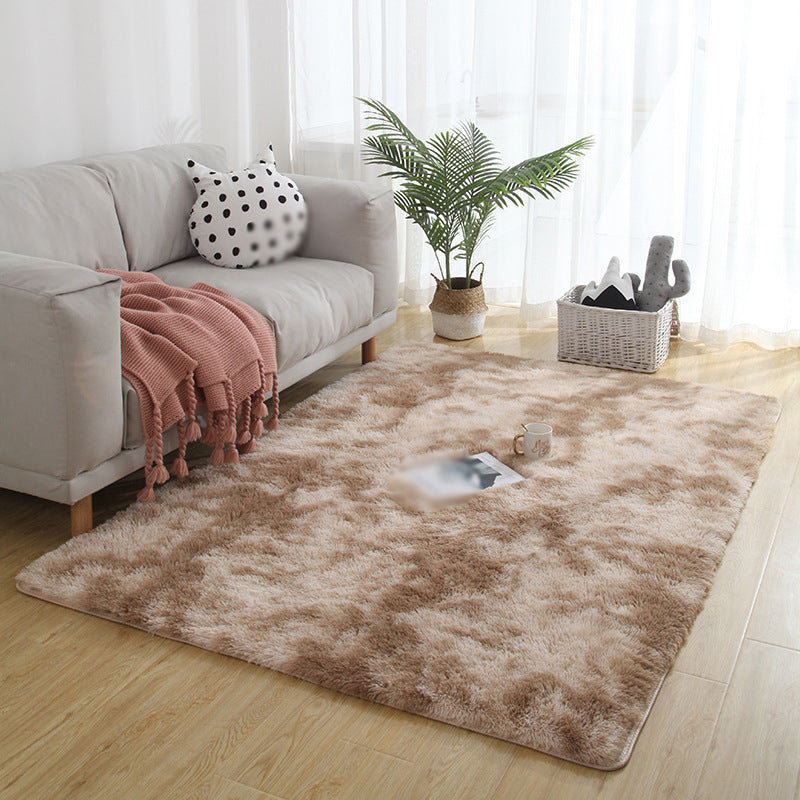 Creative Tie Dye Printed Rug Trendy Area Rug Polyester Non-Slip Backing Shag Carpet for Home Decor