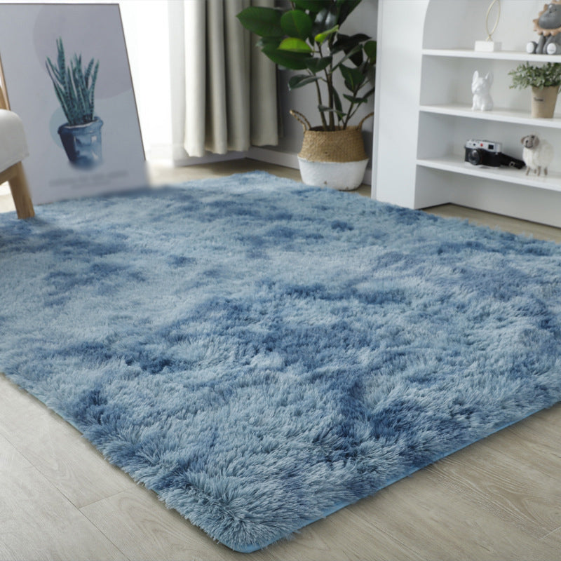 Creative Tie Dye Printed Rug Trendy Area Rug Polyester Non-Slip Backing Shag Carpet for Home Decor