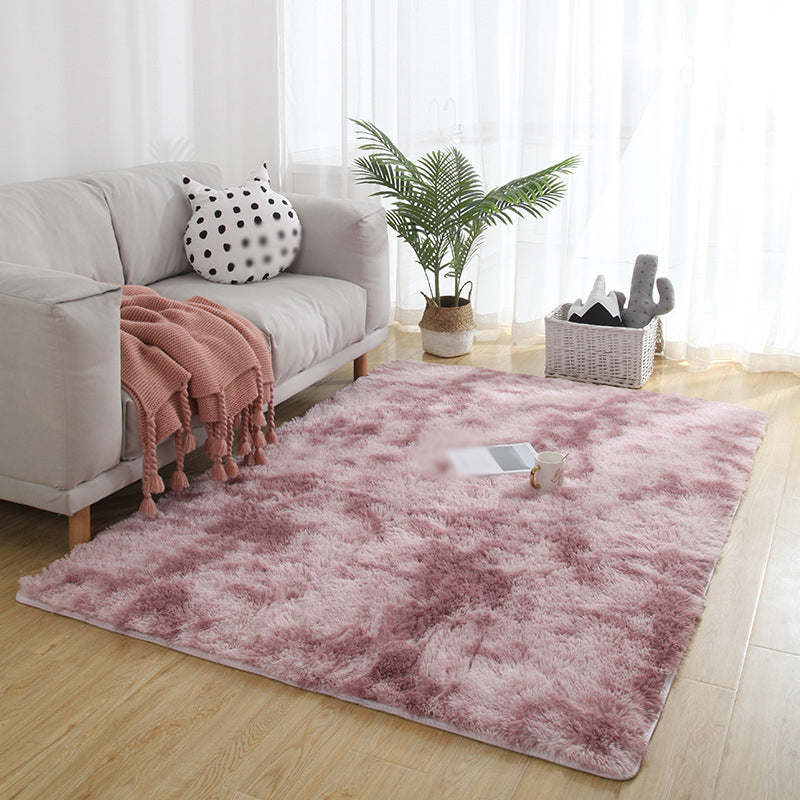 Creative Tie Dye Printed Rug Trendy Area Rug Polyester Non-Slip Backing Shag Carpet for Home Decor