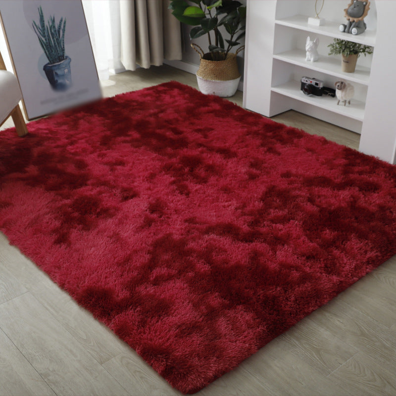 Creative Tie Dye Printed Rug Trendy Area Rug Polyester Non-Slip Backing Shag Carpet for Home Decor