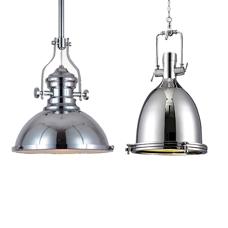 1 Light Dome Pendant Lighting Industrial Metallic Pendant Ceiling Lights for Restaurant