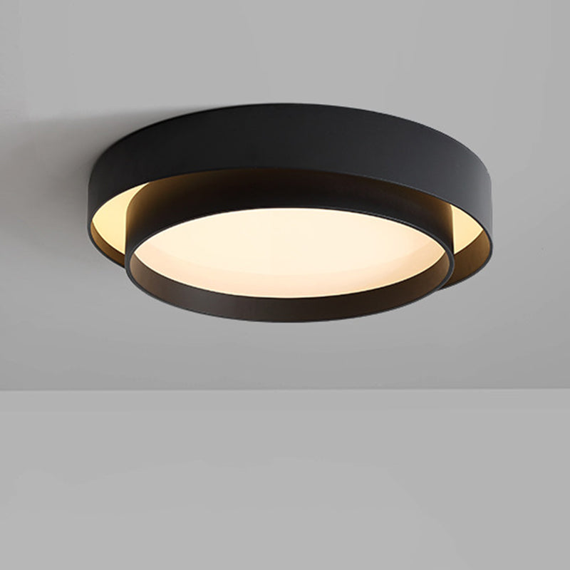 Modern Simplicity LED Flush Mount Wrought Iron Circular Ceiling Light with Acrylic Shade