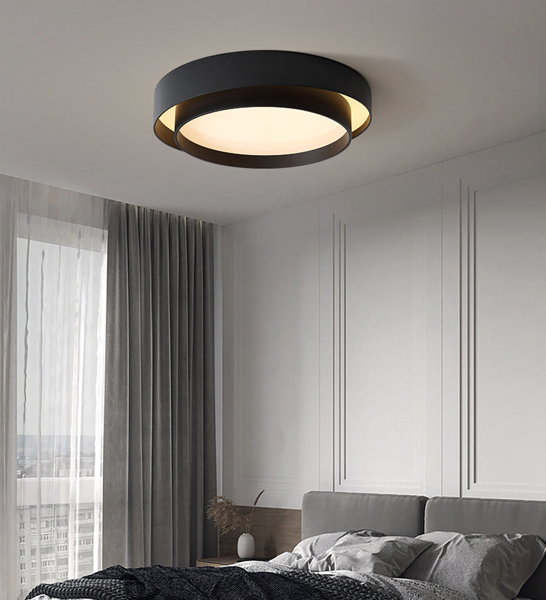 Modern Simplicity LED Flush Mount Wrought Iron Circular Ceiling Light with Acrylic Shade