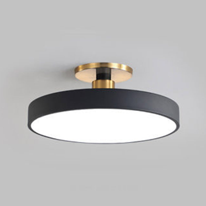 Modern Concise Circular LED Ceiling Light Wrought Iron Macaron Semi Flush Mount with Acrylic Shade