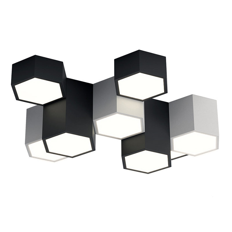 Acryl geometrische LED-inbouw in moderne eenvoud smeedijzeren plafondlamp in zwart en wit