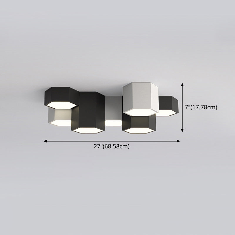 Montaje empotrado LED geométrico acrílico en lámpara de techo de hierro forjado de simplicidad moderna en blanco y negro