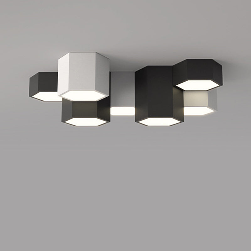 Acryl Geometrische LED Flush Mount in moderner Einfachheit Schmiedeeisen Deckenleuchte in Schwarz und Weiß