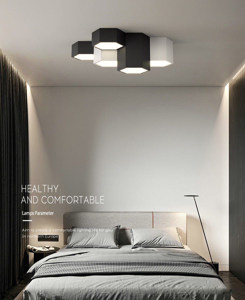 Acryl geometrische LED-inbouw in moderne eenvoud smeedijzeren plafondlamp in zwart en wit