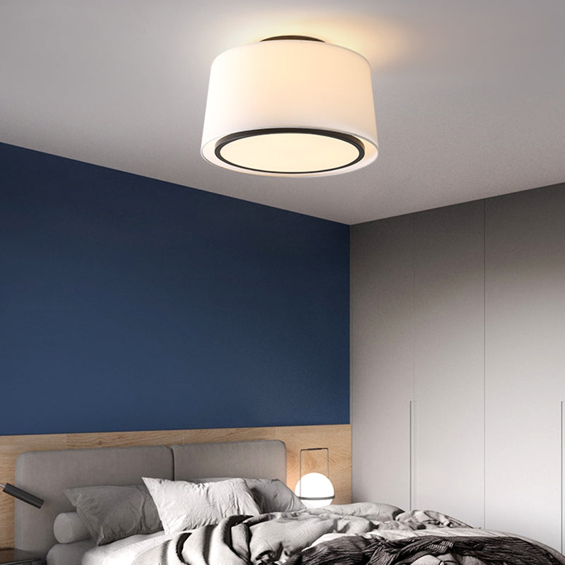 Minimalism Fabric Flush Mount 1-Light Ceiling Mounted Light for Bedroom