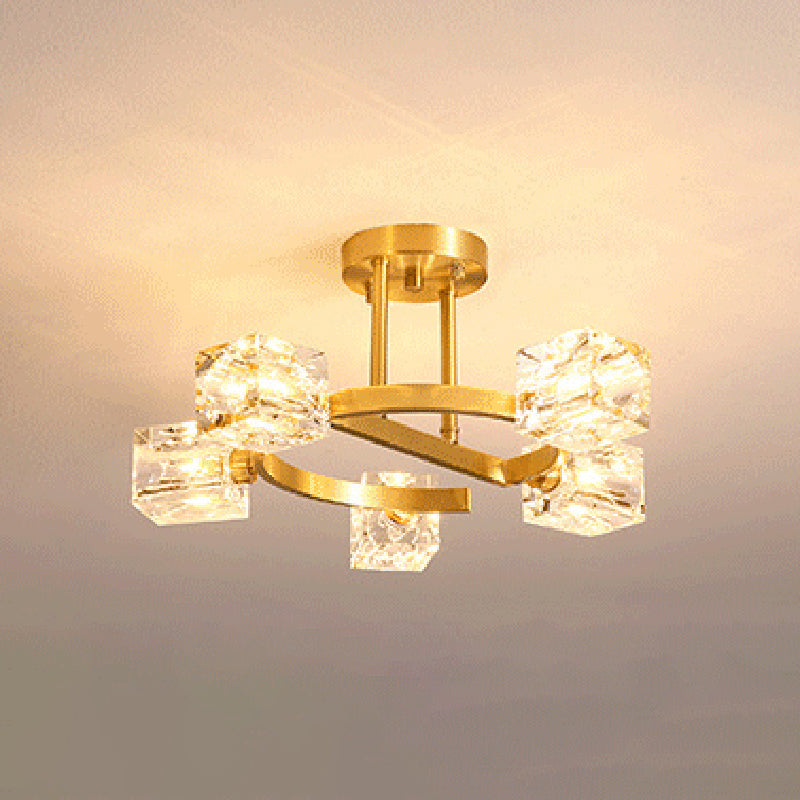 Lámpara de montaje de semi flush cuadrado Cristal Modern Flush Mount Techo Accesorios para dormitorio