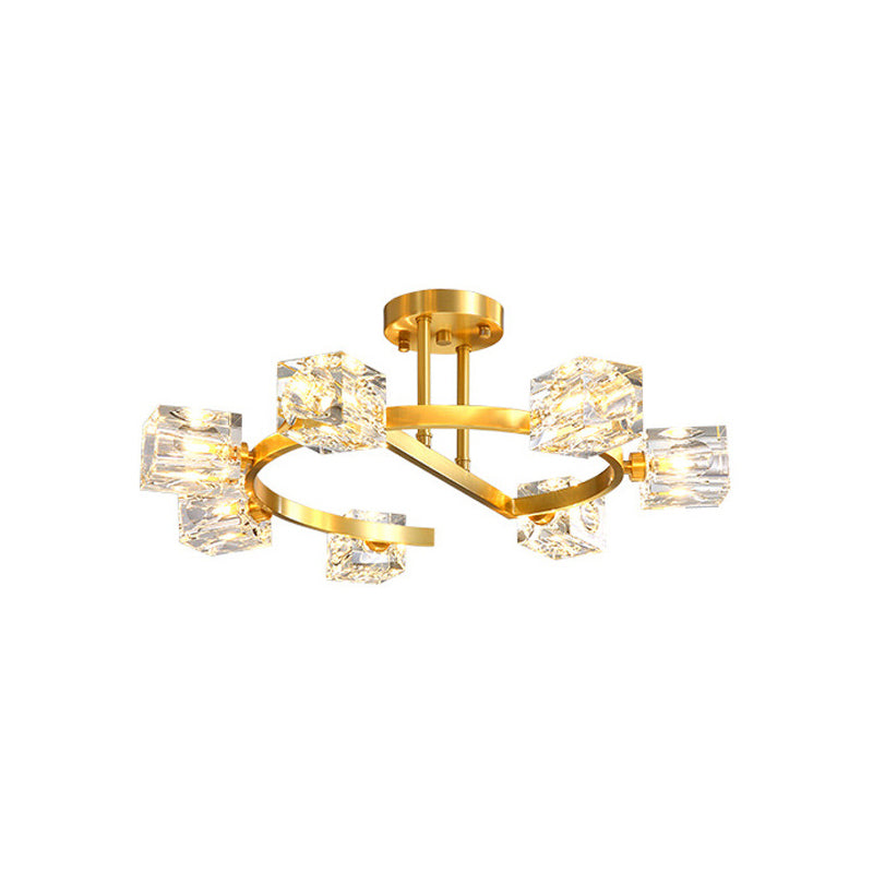 Lámpara de montaje de semi flush cuadrado Cristal Modern Flush Mount Techo Accesorios para dormitorio