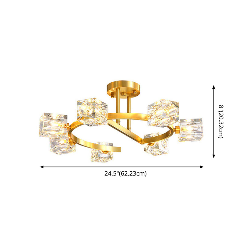 Lámpara de montaje de semi flush cuadrado Cristal Modern Flush Mount Techo Accesorios para dormitorio