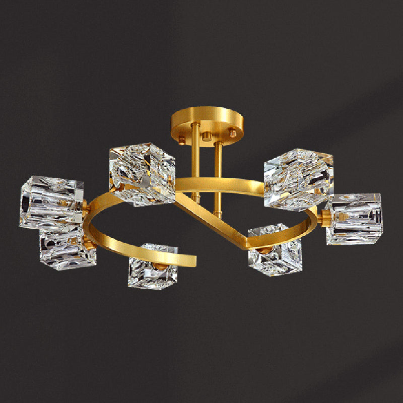 Square Semi Flush Mount Light Fixture Crystal Modern Flush Mount Ceiling Light Fixtures for Bedroom