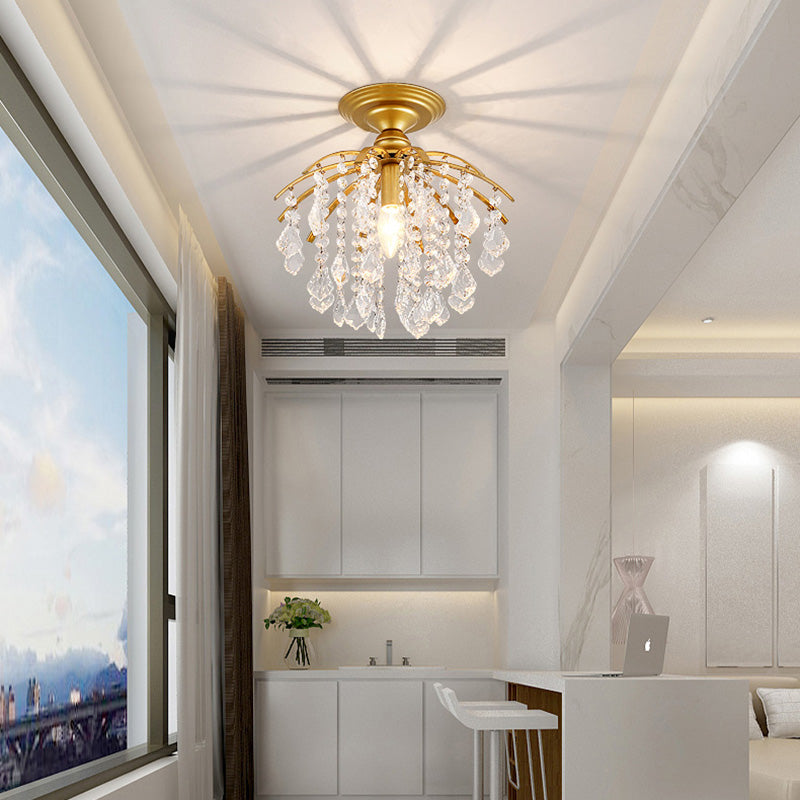 Kralen semi -spoeling montage verlichtingsbeveiliging kristal moderne spoelbevestiging plafond verlichtingsarmaturen voor slaapkamer