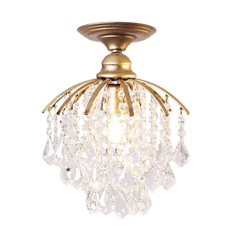 Beaded Semi Flush Mount Light Fixture Crystal Modern Flush Mount Ceiling Light Fixtures for Bedroom