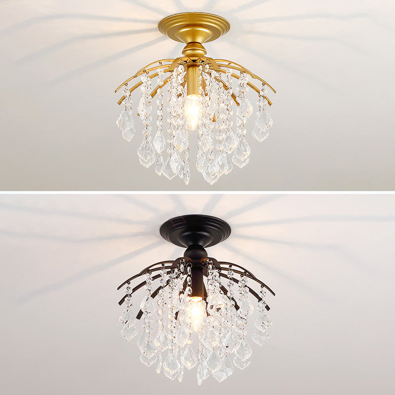 Beaded Semi Flush Mount Light Fixture Crystal Modern Flush Mount Ceiling Light Fixtures for Bedroom