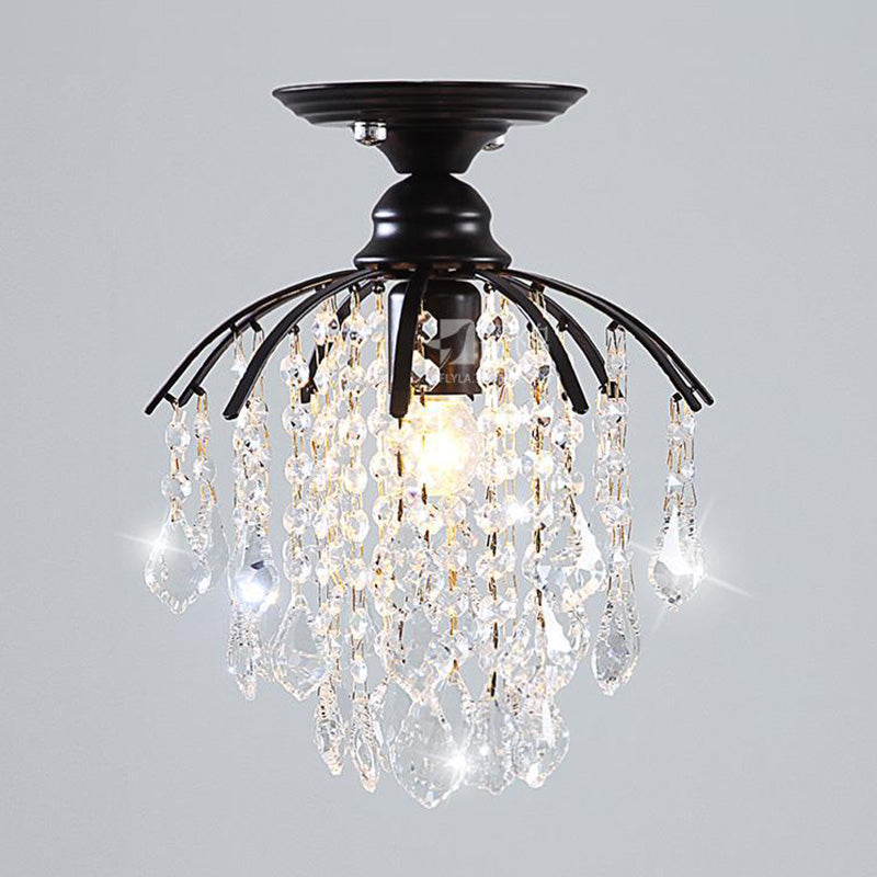 Beaded Semi Flush Mount Light Fixture Crystal Modern Flush Mount Ceiling Light Fixtures for Bedroom