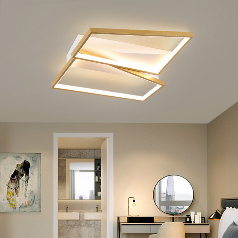 Contemporary Rectangular Semi Flush Mount Lighting for Living Room Bedroom