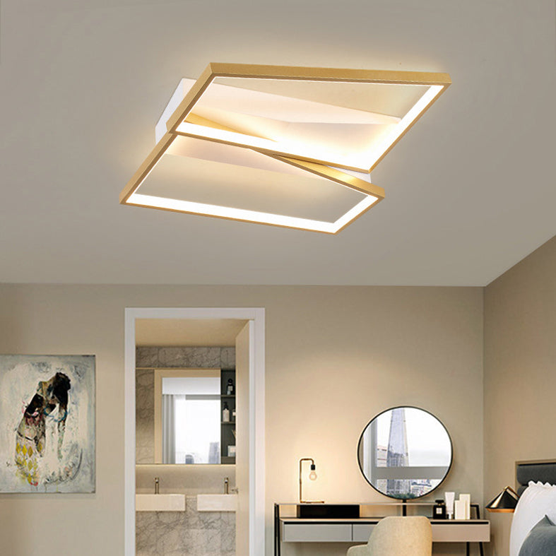 Contemporary Rectangular Semi Flush Mount Lighting for Living Room Bedroom