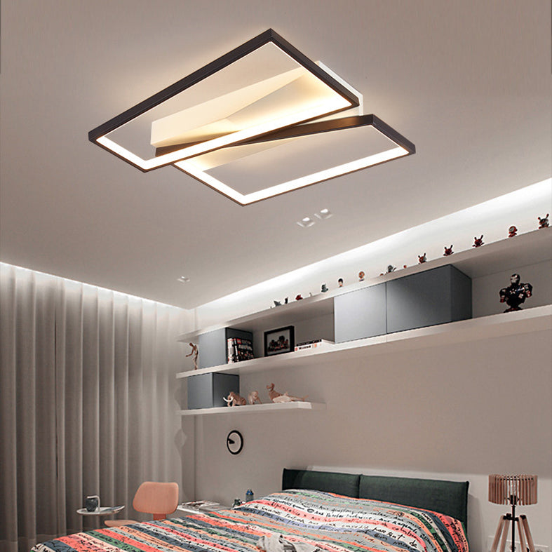 Contemporary Rectangular Semi Flush Mount Lighting for Living Room Bedroom