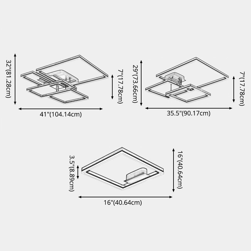 Creative Rectangular Flush Mount Ceiling Light Fixture for Living Room