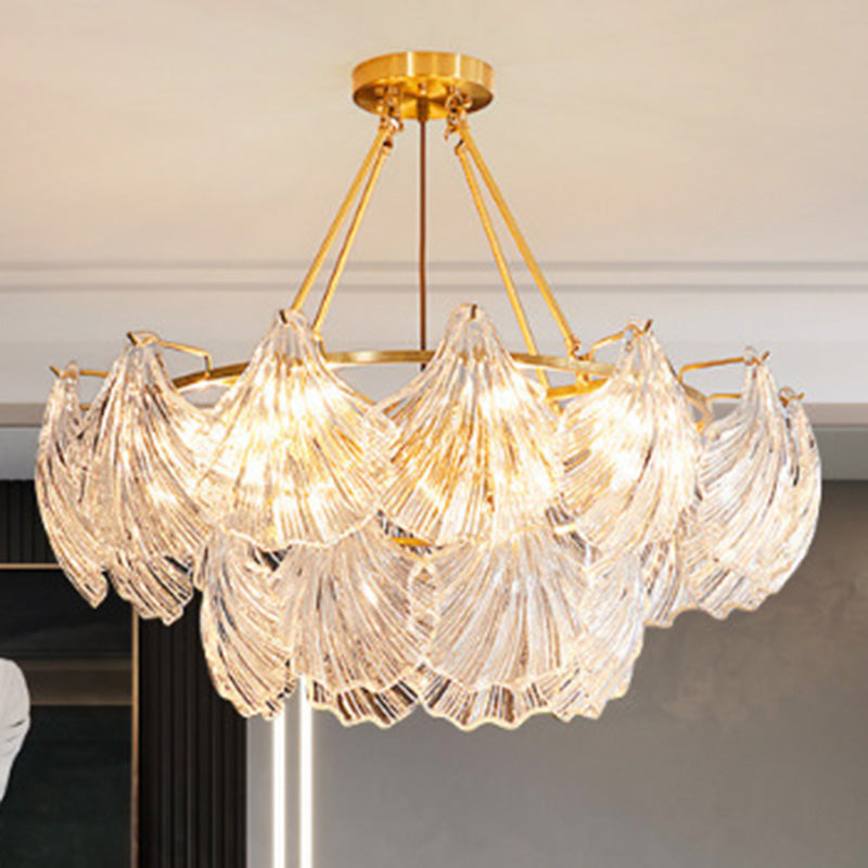 Shell Shape Chandelier Light Fixture Modern Simplicity Crystal Pendant Lighting for Restaurant