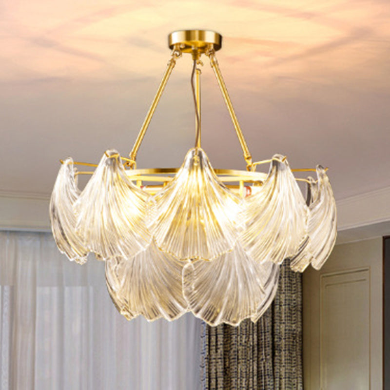 Shell Shape Chandelier Light Fixture Modern Simplicity Crystal Pendant Lighting for Restaurant