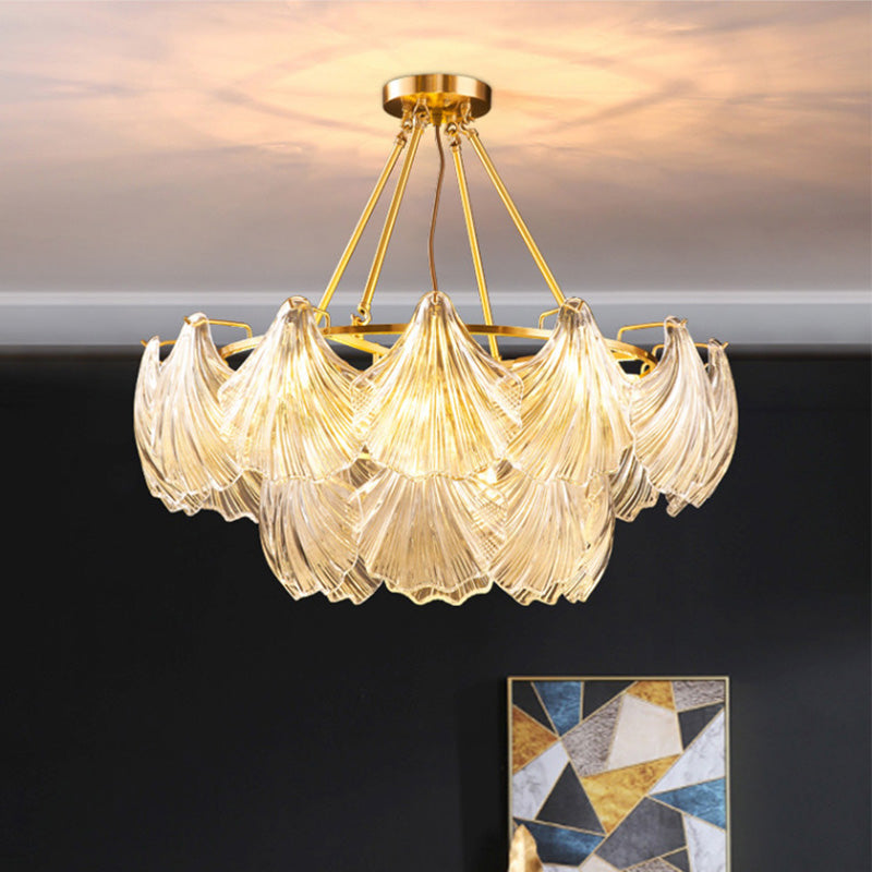 Shell Shape Chandelier Light Fixture Modern Simplicity Crystal Pendant Lighting for Restaurant