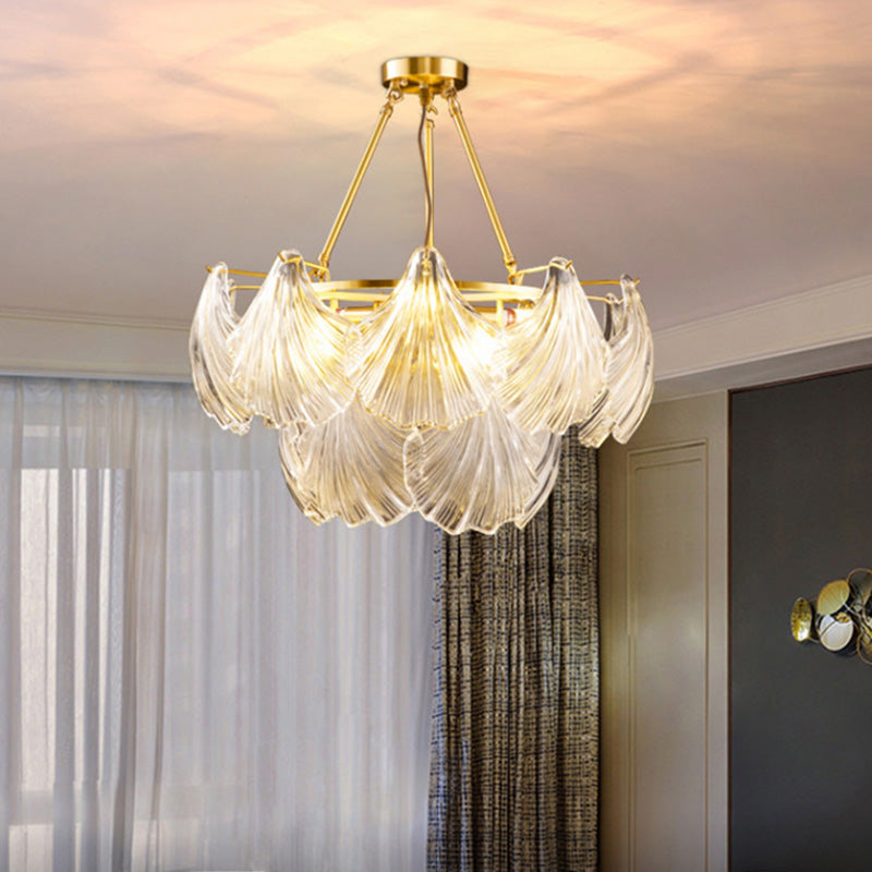 Shell Shape Chandelier Light Fixture Modern Simplicity Crystal Pendant Lighting for Restaurant