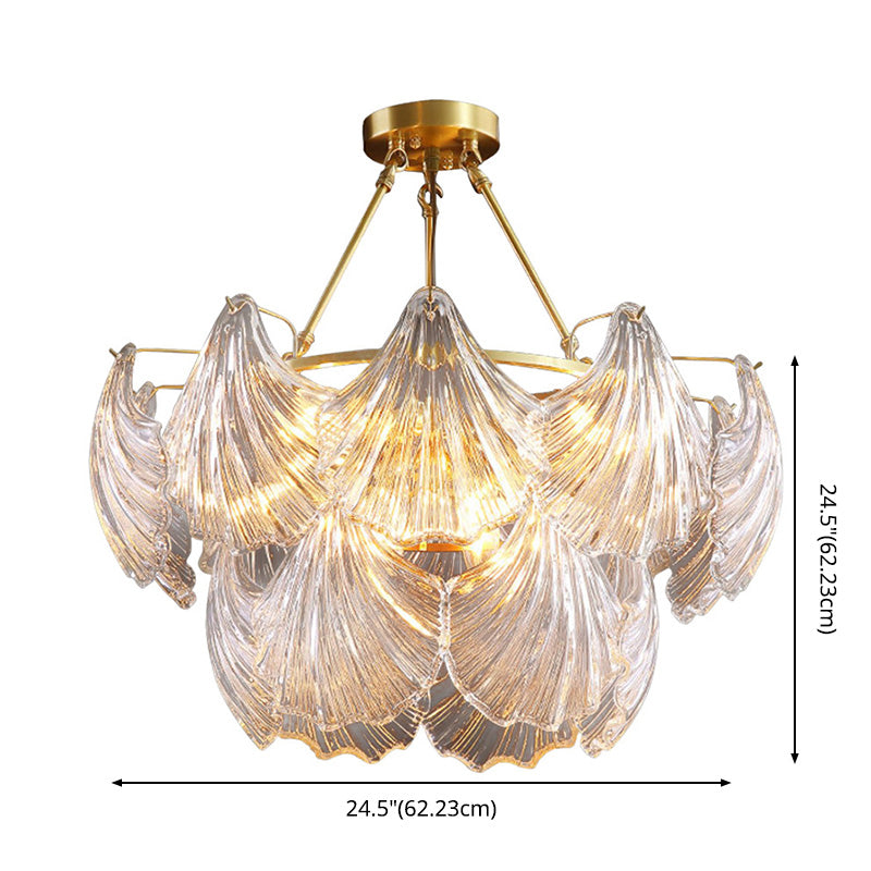 Shell Shape Chandelier Light Fixture Modern Simplicity Crystal Pendant Lighting for Restaurant