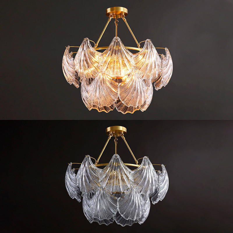 Shell Shape Chandelier Light Fixture Modern Simplicity Crystal Pendant Lighting for Restaurant