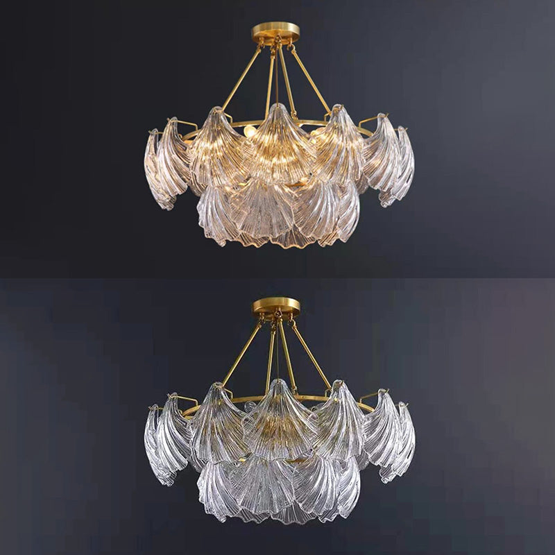 Shell Shape Chandelier Light Fixture Modern Simplicity Crystal Pendant Lighting for Restaurant