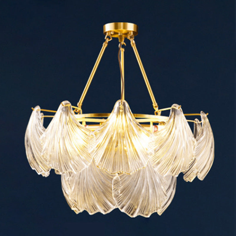 Shell Shape Chandelier Light Fixture Modern Simplicity Crystal Pendant Lighting for Restaurant