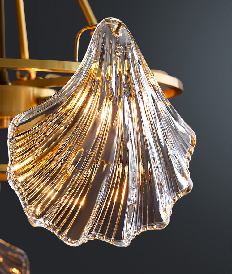 Shell Shape Chandelier Light Fixture Modern Simplicity Crystal Pendant Lighting for Restaurant