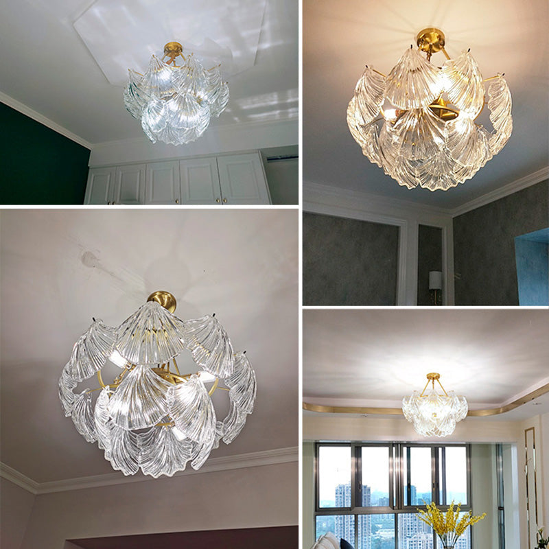 Shell Shape Chandelier Light Fixture Modern Simplicity Crystal Pendant Lighting for Restaurant