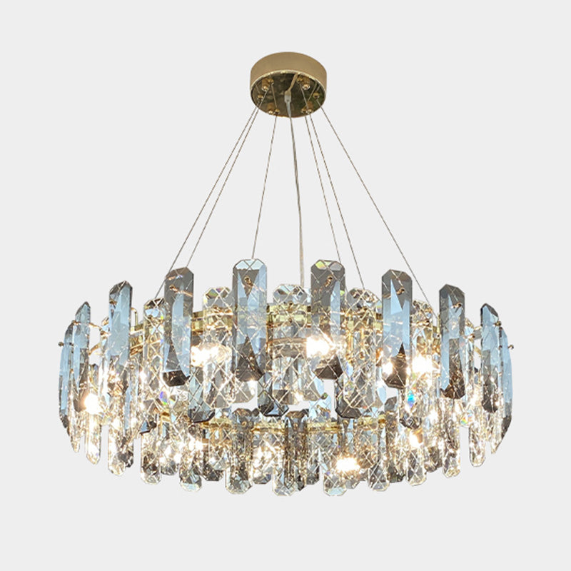 Round Crystal Pendant Light Fixtures Modern Chandelier Lighting for Living Room