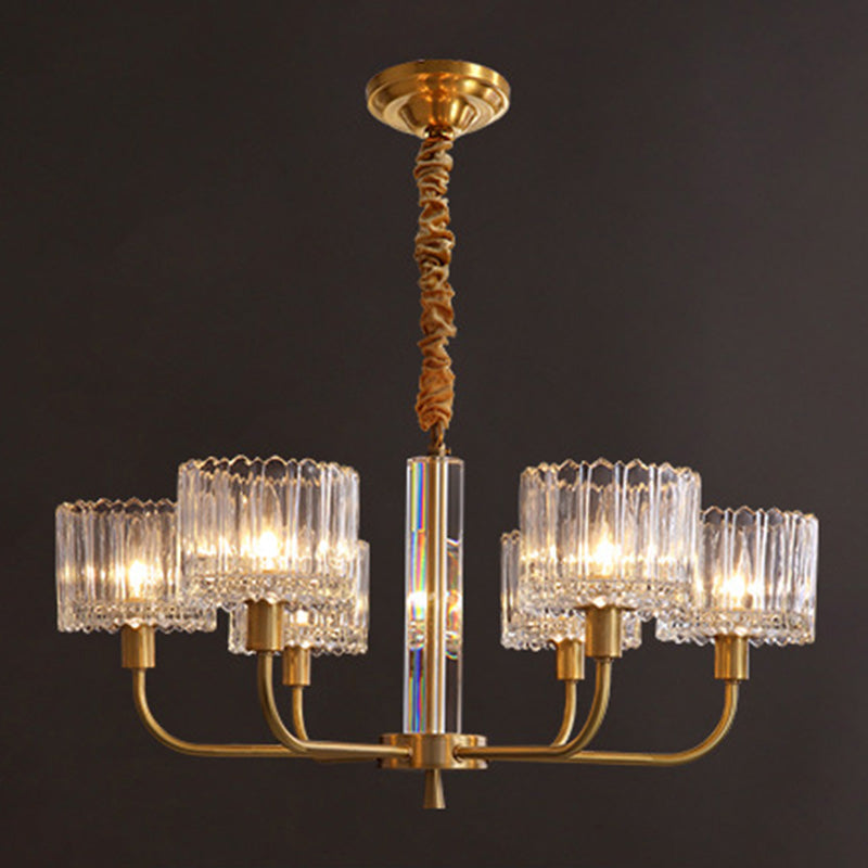 Cylinder Chandelier Light Fixture Modern Simplicity Crystal Pendant Lighting for Restaurant