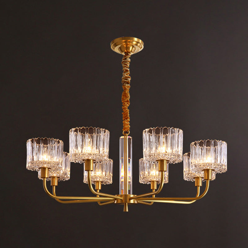 Cylinder Chandelier Light Fixture Modern Simplicity Crystal Pendant Lighting for Restaurant