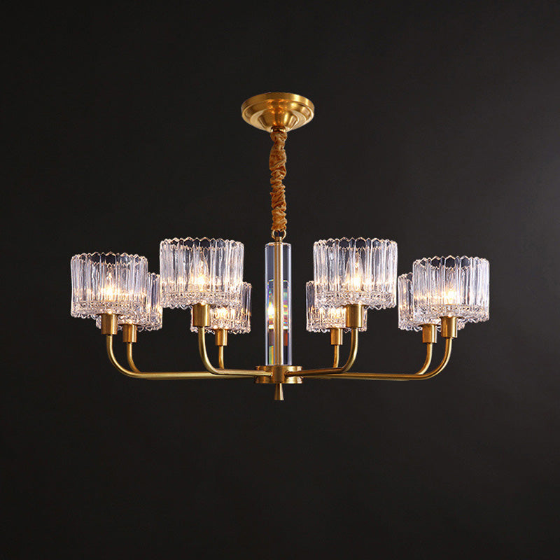 Cylinder Chandelier Light Fixture Modern Simplicity Crystal Pendant Lighting for Restaurant