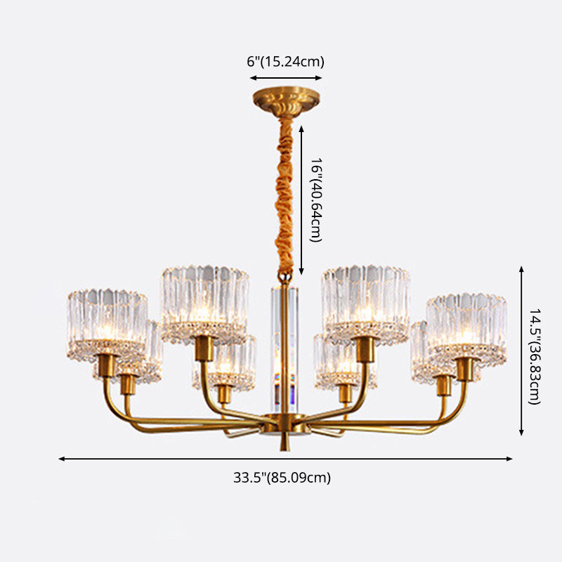 Cylinder Chandelier Light Fixture Modern Simplicity Crystal Pendant Lighting for Restaurant